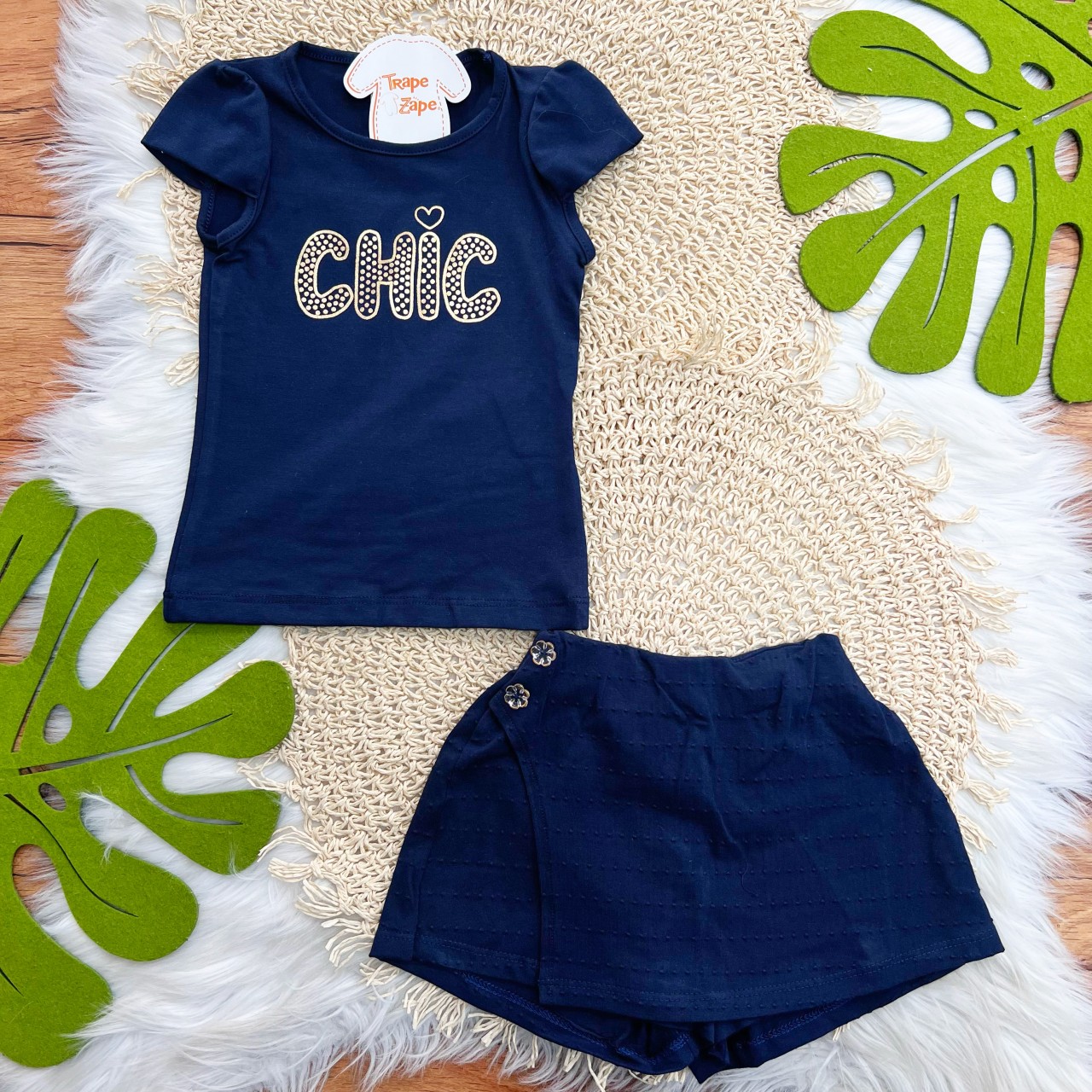 Conj. Blusa Chic e Short - Marinho